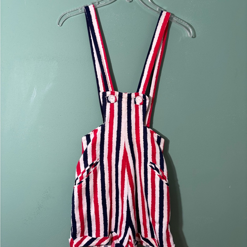 Vintage 1960’s Red, White & Navy Striped Canvas Overall Shortsighted